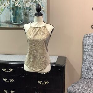 Zenobia Beige Geometric Women's Camisole